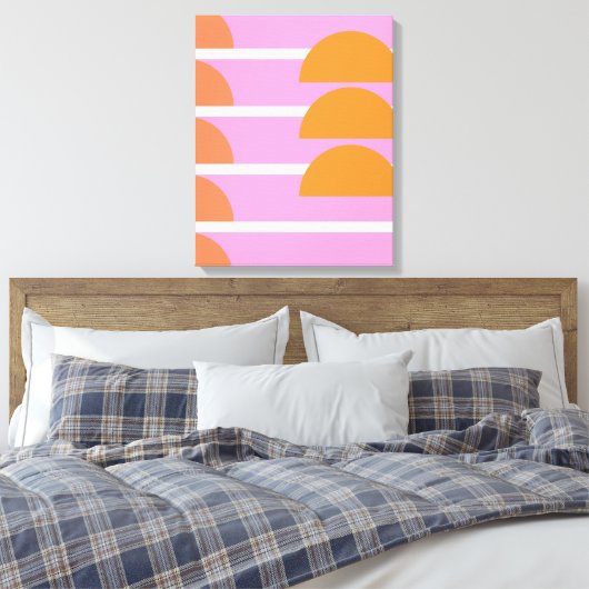 Moderne geometrische vormen Kunstroze en Oranje Canvas Afdruk (Insitu (Slaapkamer))