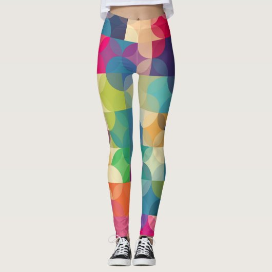 Moderne geometrische vormen met meerdere kleuren leggings (Voorkant)