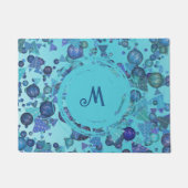Moderne geometrische vormen met monogram in blauw deurmat (Voorkant)