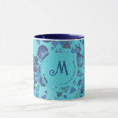 Moderne geometrische vormen met monogram in blauw mok (Midden)