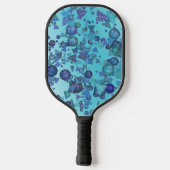Moderne geometrische vormen met monogram in blauw pickleball paddle (Achterkant)