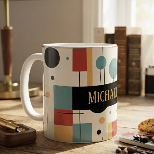 Moderne Geometrische Vormen Met Naam Koffiemok