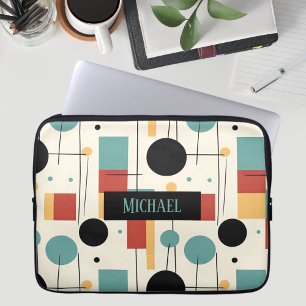 Moderne geometrische vormen met naam laptop sleeve