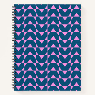 Moderne geometrische vormen patroon in blauw en ro notitieboek