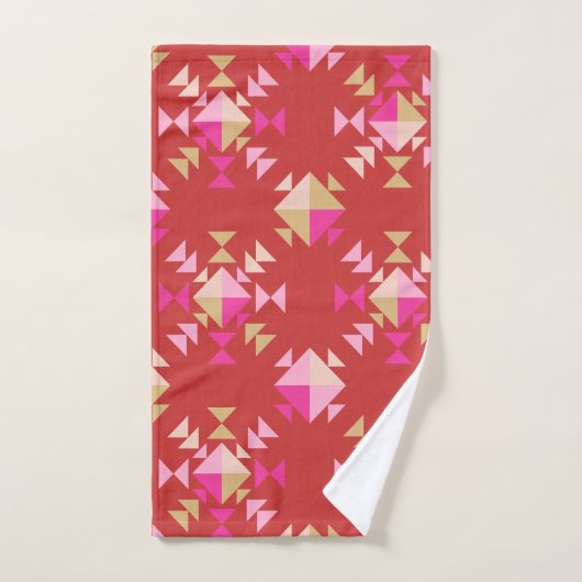 Moderne geometrische vormen patroon in helder rood bad handdoek (Handdoek)