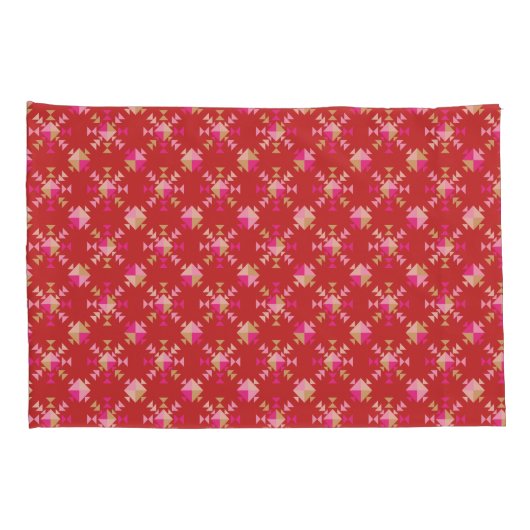 Moderne geometrische vormen patroon in helder rood kussensloop (Achterkant-Rechts)