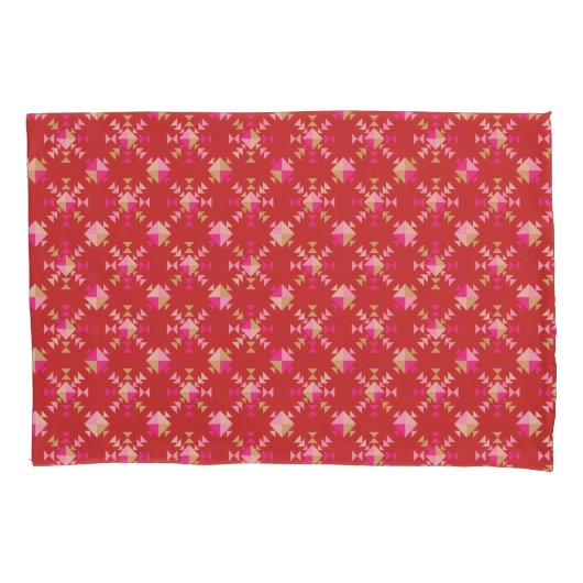 Moderne geometrische vormen patroon in helder rood kussensloop (Voorkant-Links)