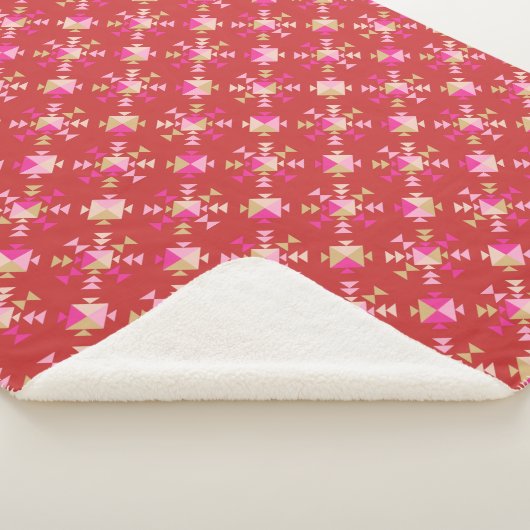 Moderne geometrische vormen patroon in helder rood sherpa deken (3/4)