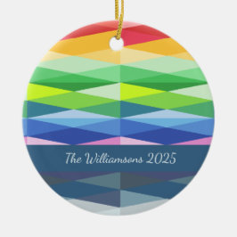 Moderne geometrische vormen Regenboog, aangepast Keramisch Ornament