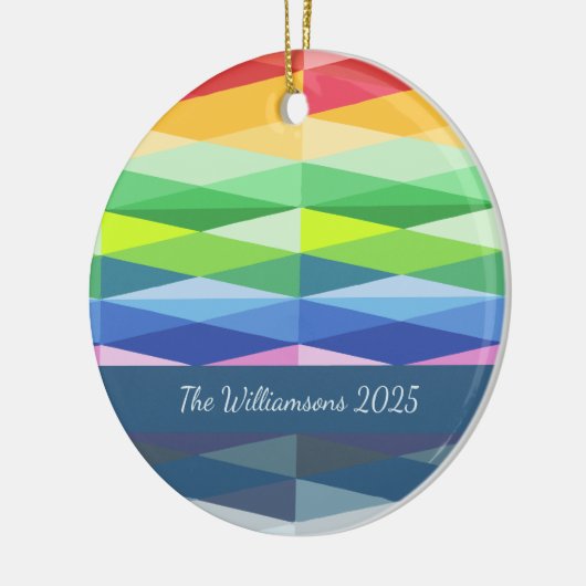 Moderne geometrische vormen Regenboog, aangepast Keramisch Ornament (Links)