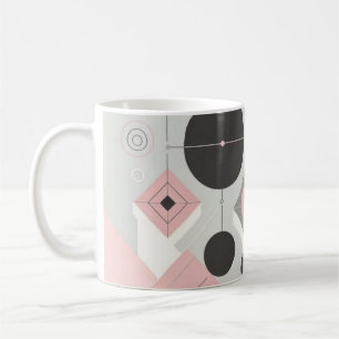 Moderne geometrische vormen roze en grijze mok