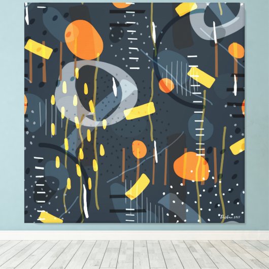 Moderne geometrische vormen Samenstelling Abstract Canvas Afdruk (Insitu (Houten vloer))