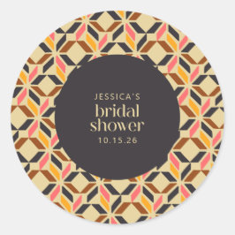 Moderne geometrische vormen Zwart geel Vrijgezelle Ronde Sticker