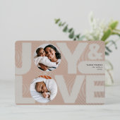 Moderne geometrische vreugde liefde grijs rose gou folie feestdagenkaart (Staand Voorkant)