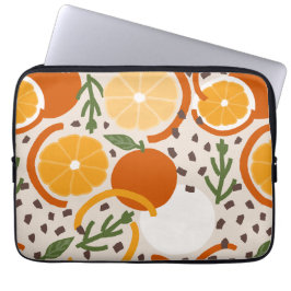 Moderne geometrische warme retro citrusvrucht laptop sleeve