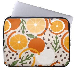 Moderne geometrische warme retro citrusvrucht laptop sleeve