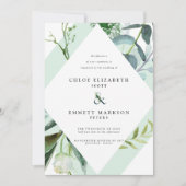 Moderne geometrische Waterverf botanische bruiloft Kaart (Voorkant)