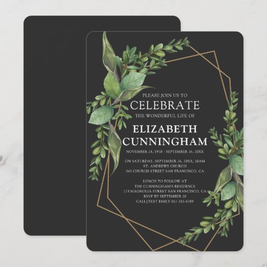 Moderne Geometrische Waterverf Foliage Memorial Kaart (Voorkant / Achterkant)