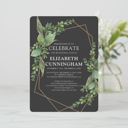 Moderne Geometrische Waterverf Foliage Memorial Kaart (Staand voorkant)