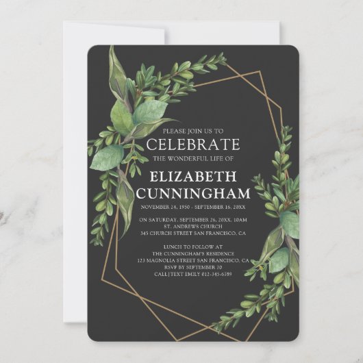 Moderne Geometrische Waterverf Foliage Memorial Kaart (Voorkant)