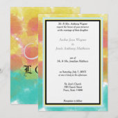 Moderne Geometrische Waterverven omgeven bruiloft Kaart (Voorkant / Achterkant)