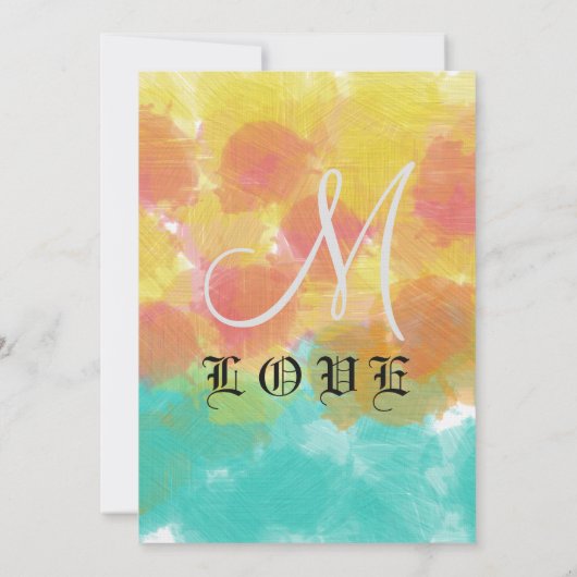 Moderne Geometrische Waterverven omgeven bruiloft Kaart (Achterkant)