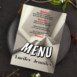 Moderne Geometrische Wedding Menu Kaart met Foto