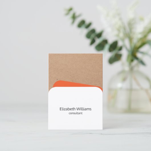 Moderne Geometrische Wit Sinaasappel Kraft Consult Visitekaartje (Staand voorkant)