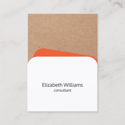 Moderne Geometrische Wit Sinaasappel Kraft Consult Visitekaartje (Voorkant)