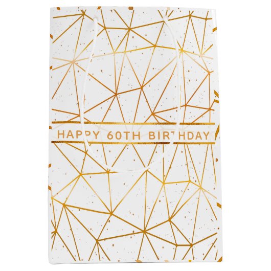Moderne geometrische witte birthday medium cadeauzakje (Voorkant)