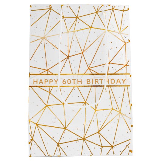 Moderne geometrische witte birthday medium cadeauzakje (Achterkant)
