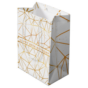 Moderne geometrische witte birthday medium cadeauzakje