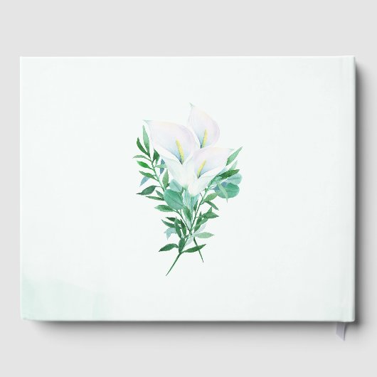 Moderne geometrische witte Calla Lily Bloemenbruil Gastenboek (Achterkant)