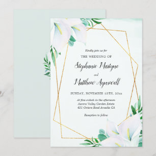 Moderne geometrische witte Calla Lily Bloemenbruil Kaart
