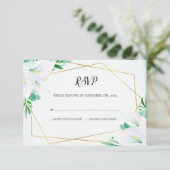 Moderne geometrische witte Calla Lily Bloemenbruil RSVP Kaartje (Staand voorkant)