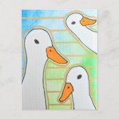 Moderne geometrische witte eenden briefkaart (Voorkant)
