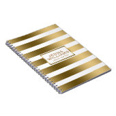 Moderne geometrische witte en goudstrepen notitieboek (Rechterzijde)