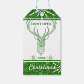 Moderne geometrische witte en groene kerstherten cadeaulabel (Voorkant)