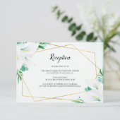 Moderne geometrische witte lelie bruiloft receptie informatiekaartje (Staand voorkant)