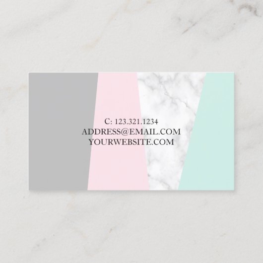 Moderne geometrische witte marmer make-up & haar visitekaartje (Achterkant)