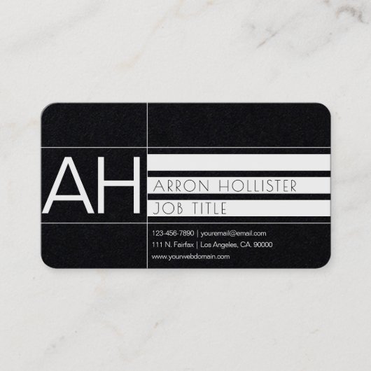 Moderne Geometrische Witte Print/Premier Zwart Pap Visitekaartje (Voorkant)