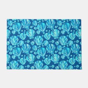 Moderne Geometrische zeelieden, marine, Aqua en Wh Deurmat