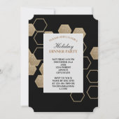 moderne geometrische zeshoek zwart en goud feest kaart (Voorkant)