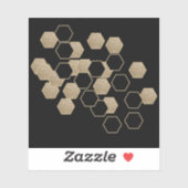 Moderne geometrische zeshoek zwart en gouden feest sticker (Vel)