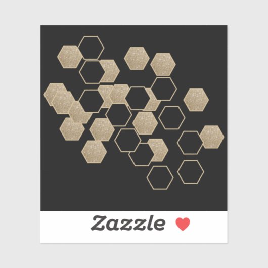 Moderne geometrische zeshoek zwart en gouden feest sticker (Vel)