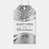 Moderne geometrische zilver en witte kerstster cadeaulabel (Voorkant)