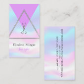 Moderne geometrische zilver, schaar-holografisch visitekaartje (Voorkant / Achterkant)