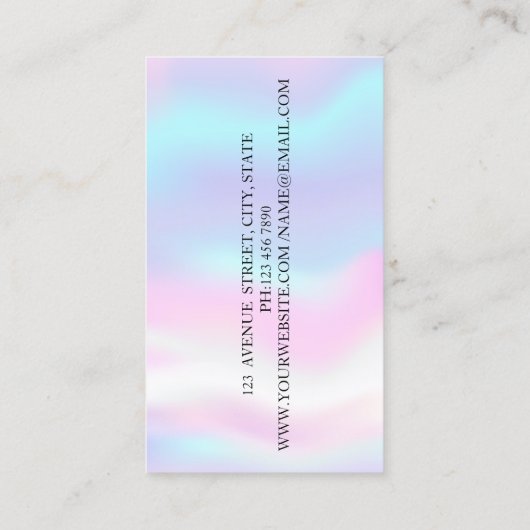 Moderne geometrische zilver, schaar-holografisch visitekaartje (Achterkant)