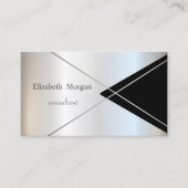 Moderne geometrische zilverstrips visitekaartje (Voorkant)