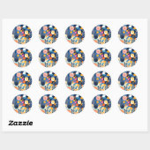 Moderne Geometrische Zomer Botanische Ronde Sticker (Vel)